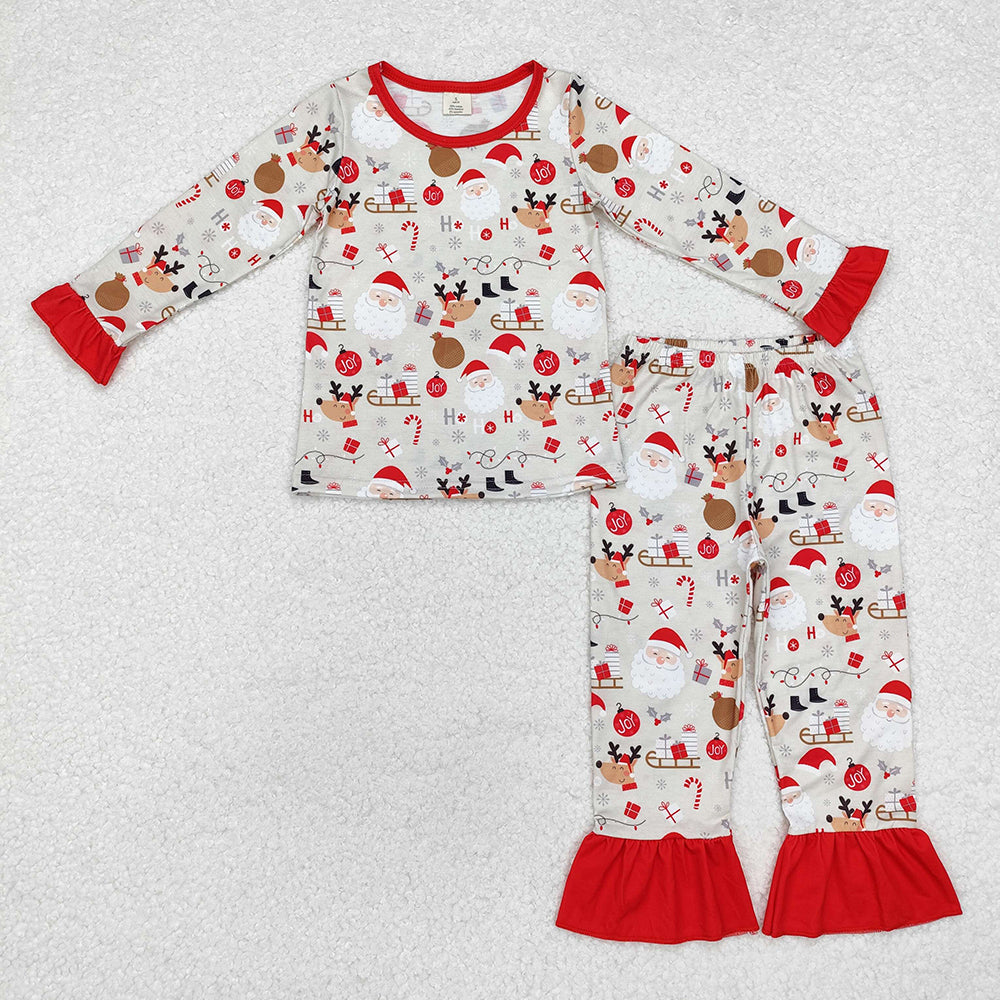 Baby Boy Girl Long Sleeves Christmas Santa Deer Shirt Pants Sibling Pajamas Bamboo Set