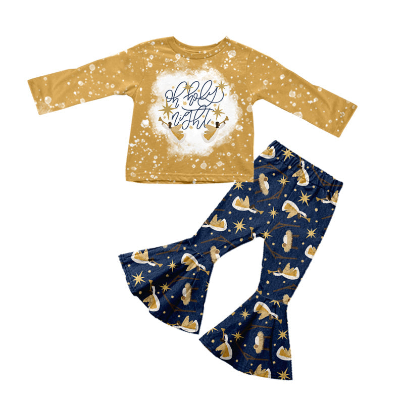 Pre-order Baby Girl Nativity Shirt Bell Pants Christmas Set