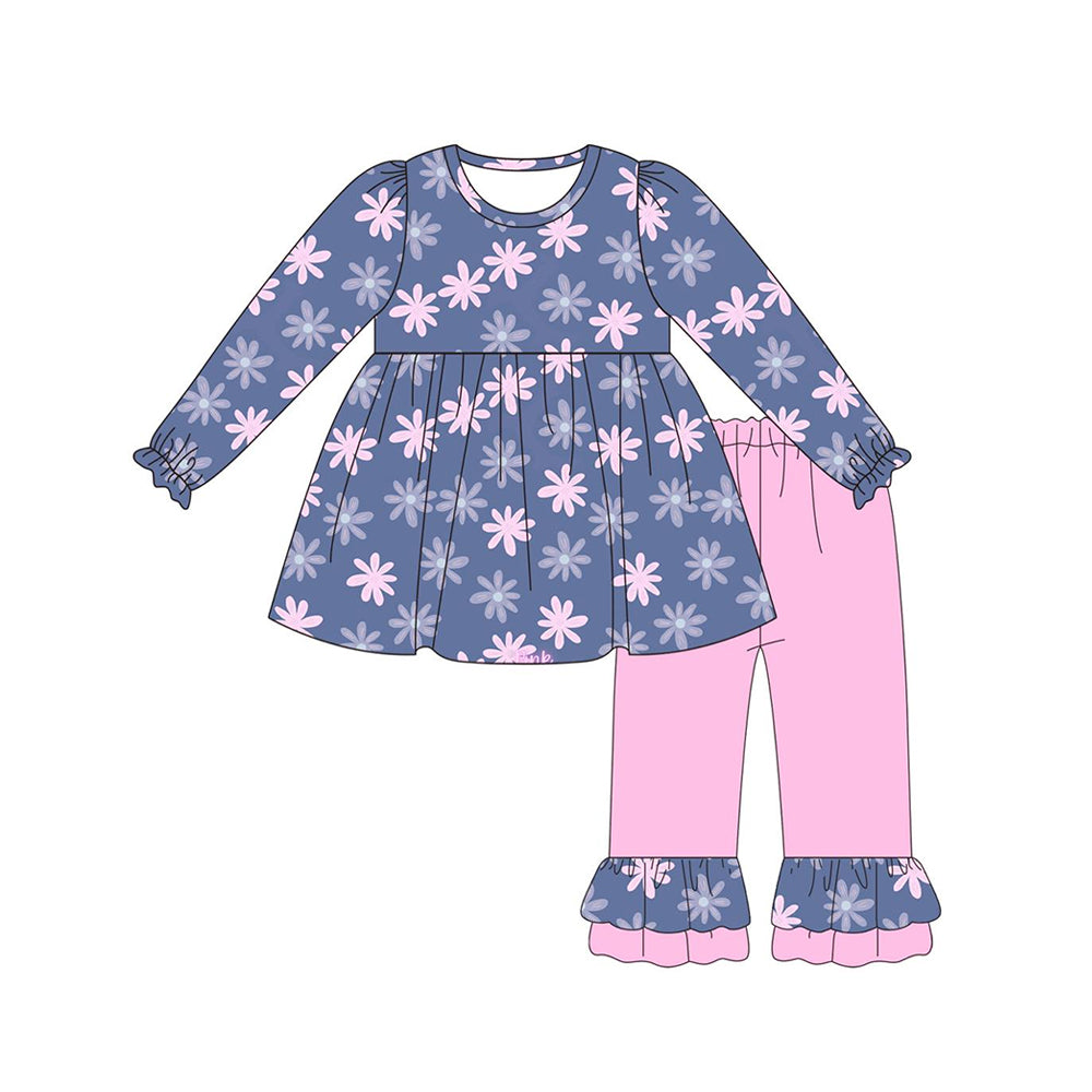 Pre-order Baby Girl Flower Tunic Pink Pants Set