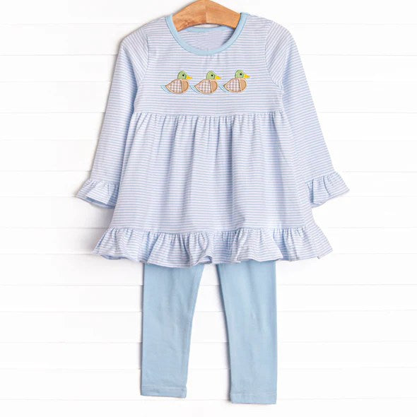 Pre-order Baby Girl Stripes Ducks Tunic Blue Pants Set