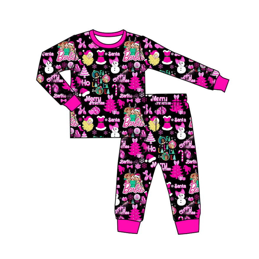 Pre-order Baby Girl Christmas Pink Tree Shirt Pants Pajamas Set