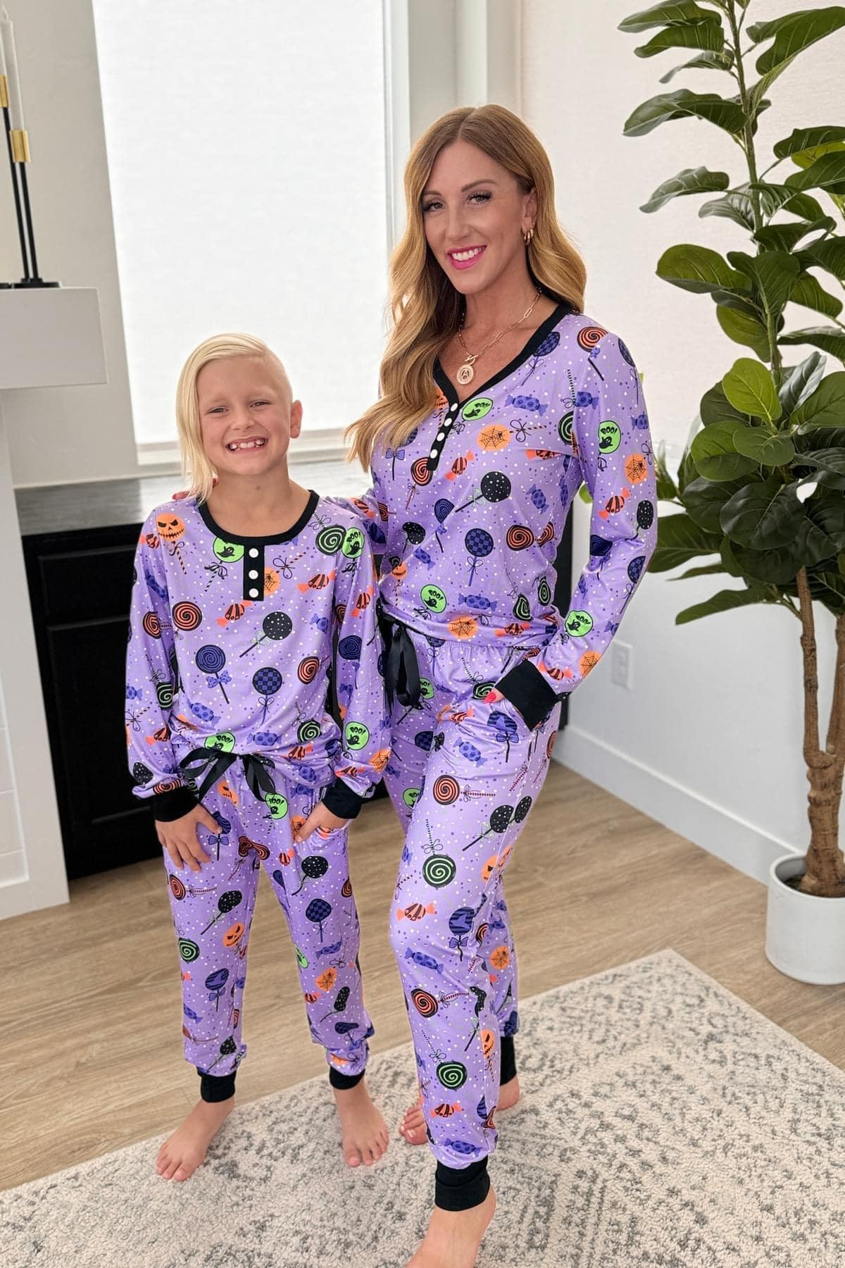 Pre-order Adult Women Halloween Cnady Purple Tops Pants Pajamas