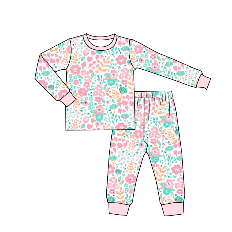 Pre-order Baby Girl Flower Shirt Pants Pajamas Set