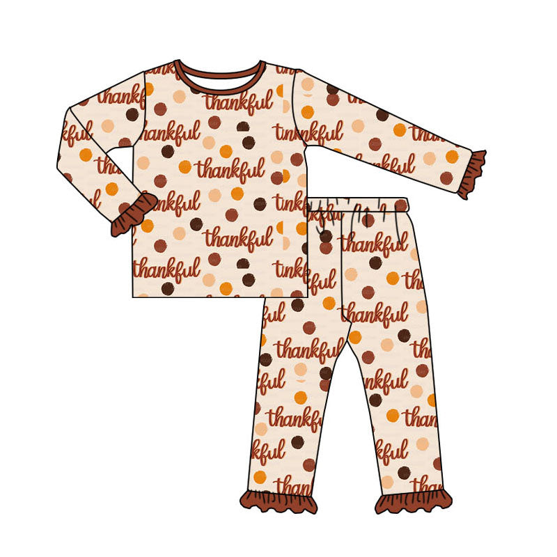 Pre-order Baby Girl Thankful Shirt Pants Pajamas Set