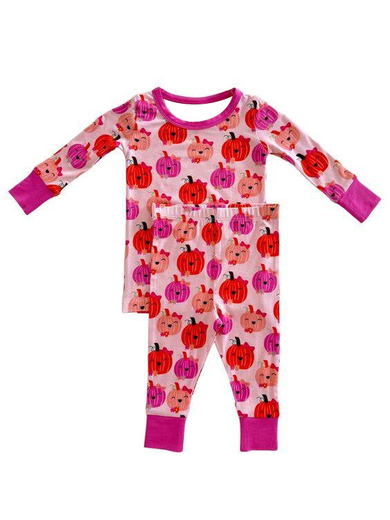 Pre-order Baby Girl Pumpkin Shirt Pants Pajamas Halloween Set