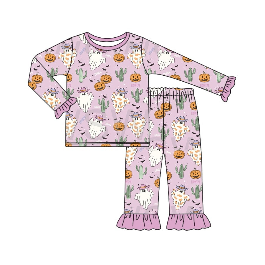 Pre-order Baby Girl Halloween Ghost Pumpkin Cactus Shirt Pants Pajamas Set