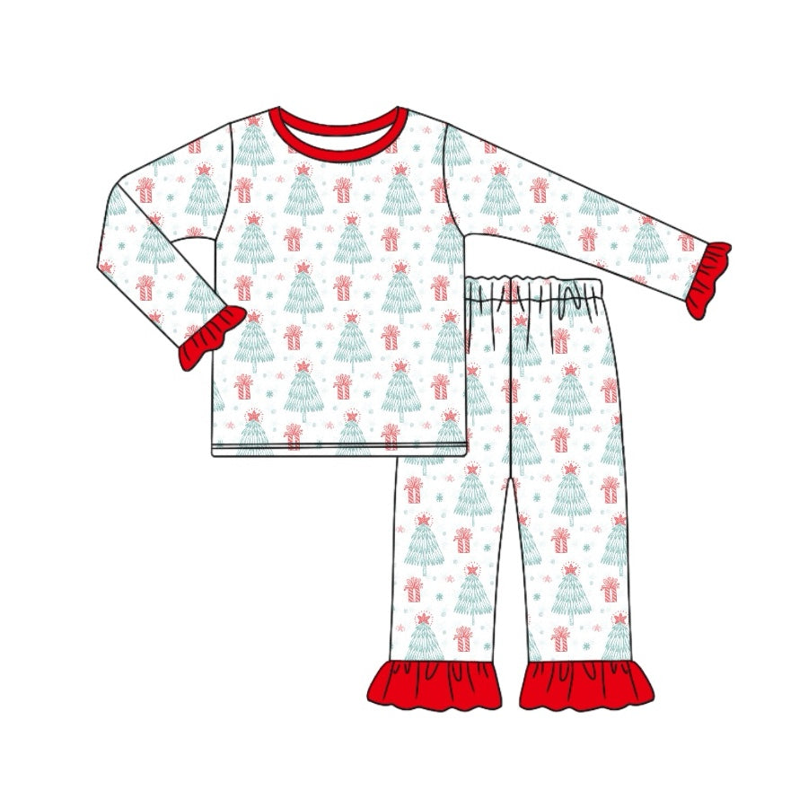 Pre-order Baby Girl Christmas Tree Shirt Pants Pajamas Set