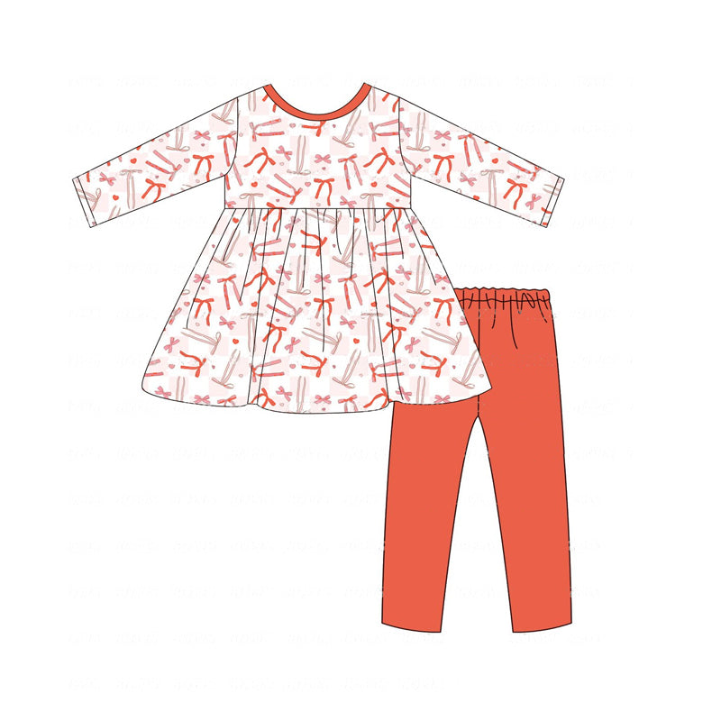Pre-order Baby Girl Christmas Bows Tunic Red Pants Set