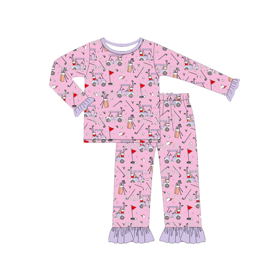 Pre-order Baby Girl Long Sleeves Golf Shirt Pants Pajamas Set