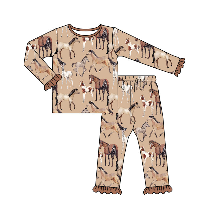Pre-order Baby Girl Horse Western Shirt Pants Pajamas Set