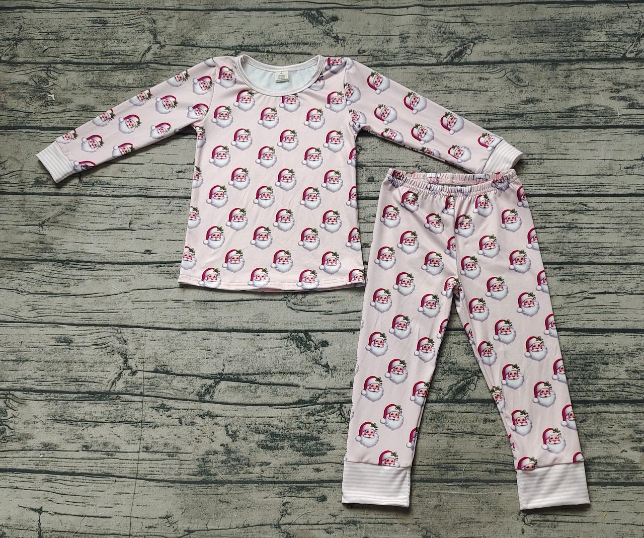 Baby Girl Long Sleeves Santa Shirt Pants Pajamas Pink Clothes Set
