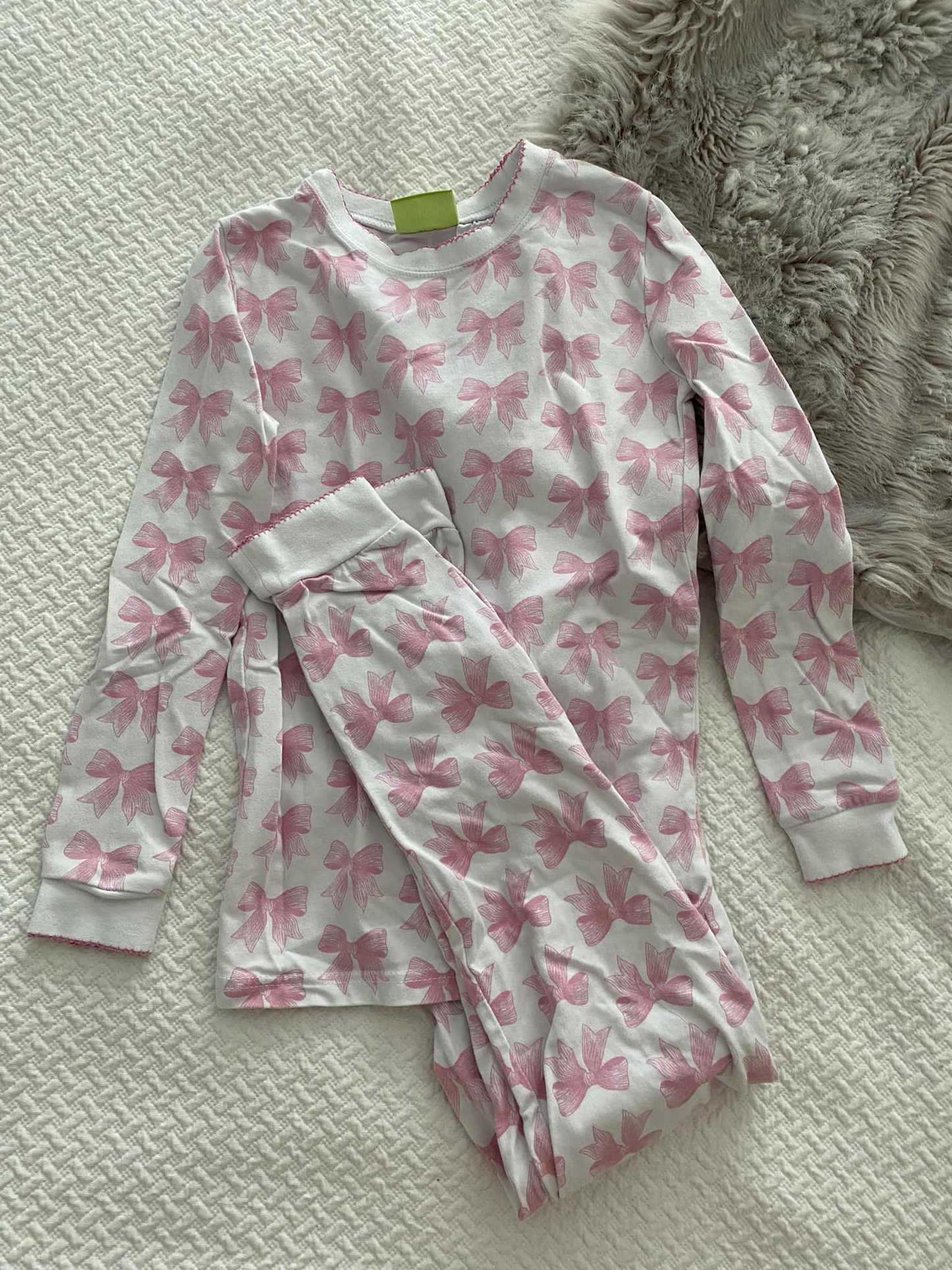 Pre-order Baby Girl Long Sleeves Bows Shirt Pants Pajamas Clothes Set