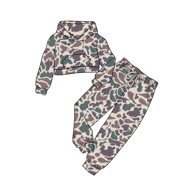 Pre-order Baby Kids Toddler Long Sleeves Camo Hoodie Shirt Pants Clothes Set