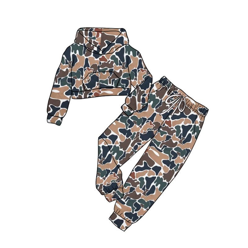 Pre-order Baby Kids Camo Long Sleeves Hoodie Tops Pants Clothes Set