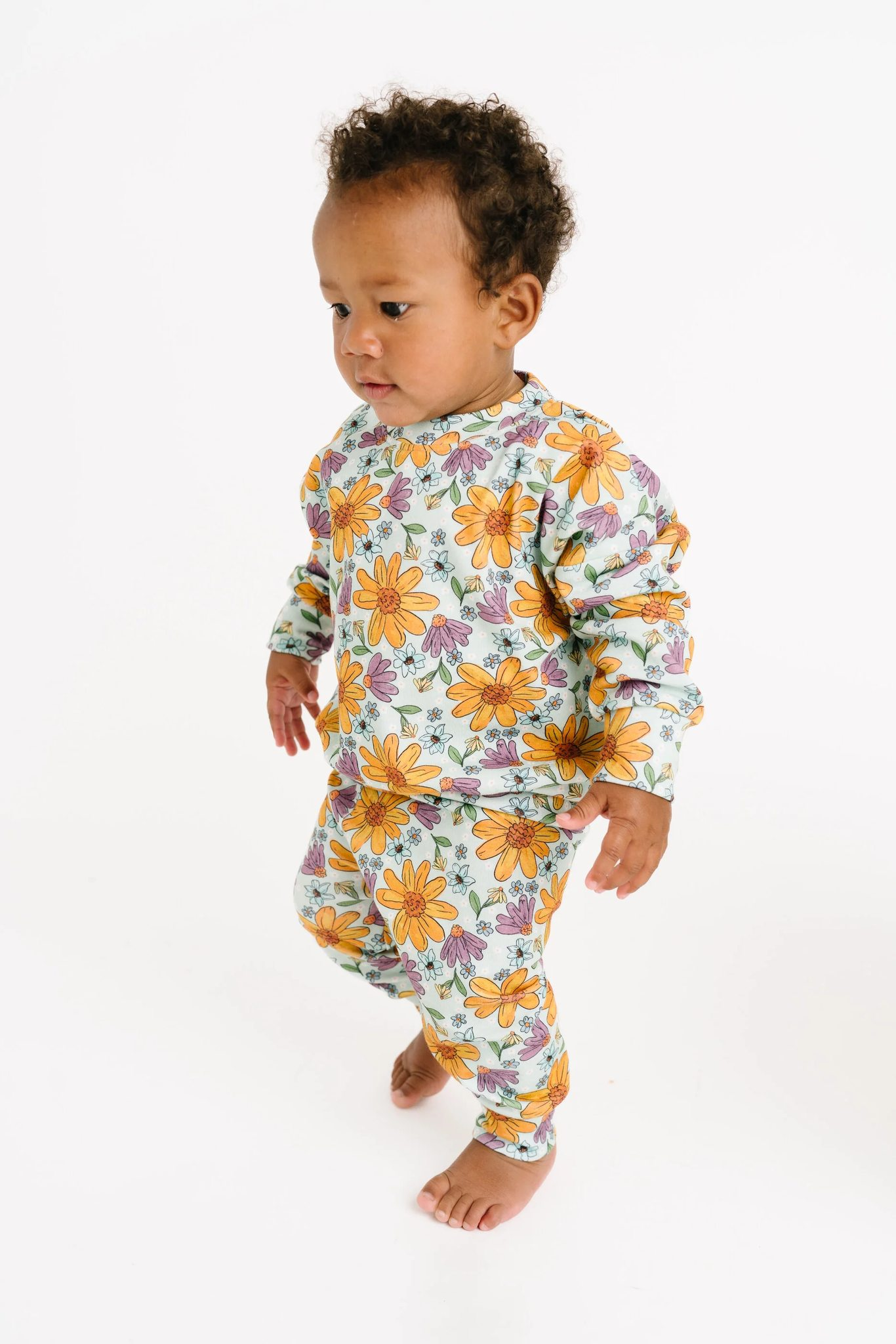 Pre-order Baby Girl Yellow Flower Shirt Pants Pajamas Clothes Set