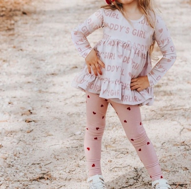 Pre-order Baby Kids Toddler Valentines Daddy's Girl Tunic Hearts Legging Set