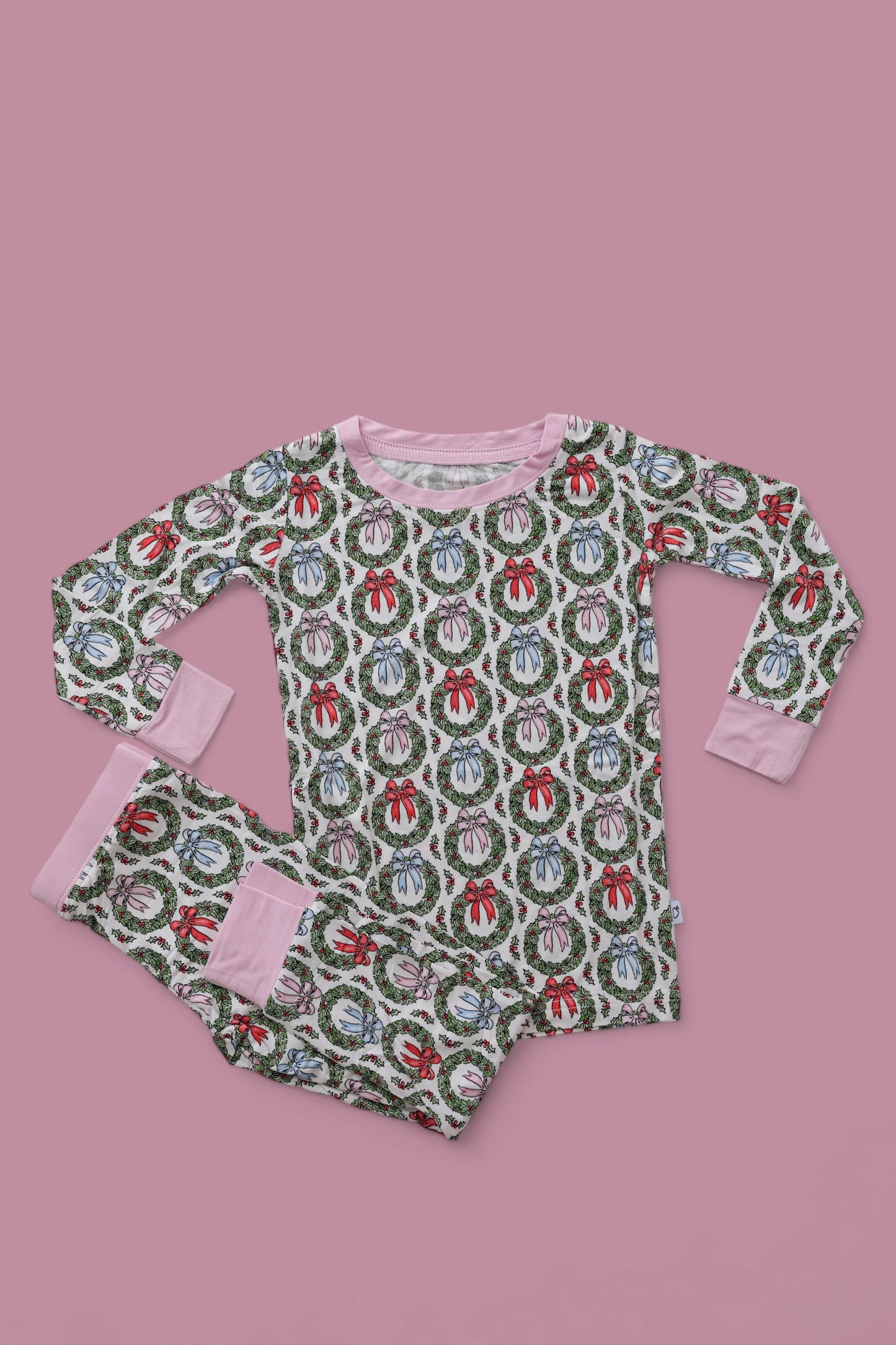 Pre-order Baby Girl Christmas Bows Shirt Pants Pajamas Clothes Set