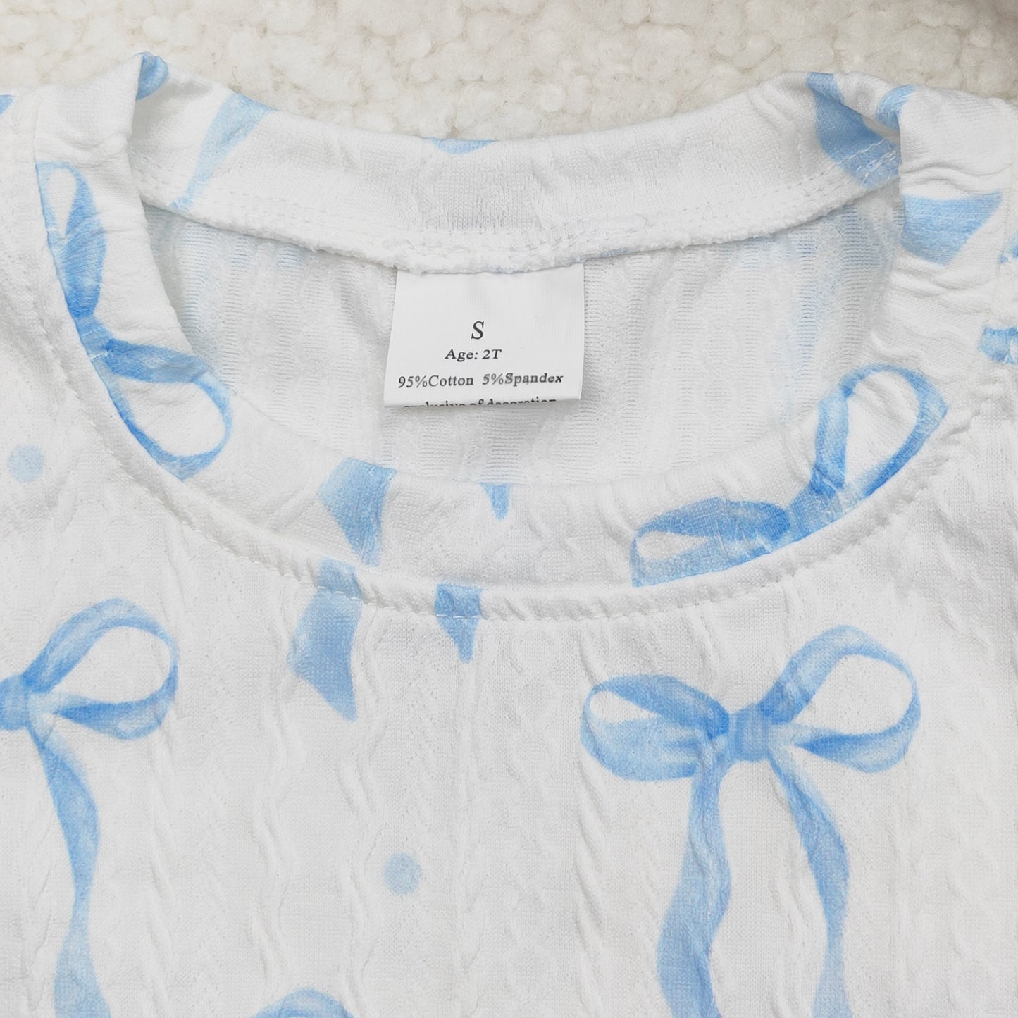 Baby Girl Long Sleeves Blue Bows Sibling Sisters Romper Clothes Set