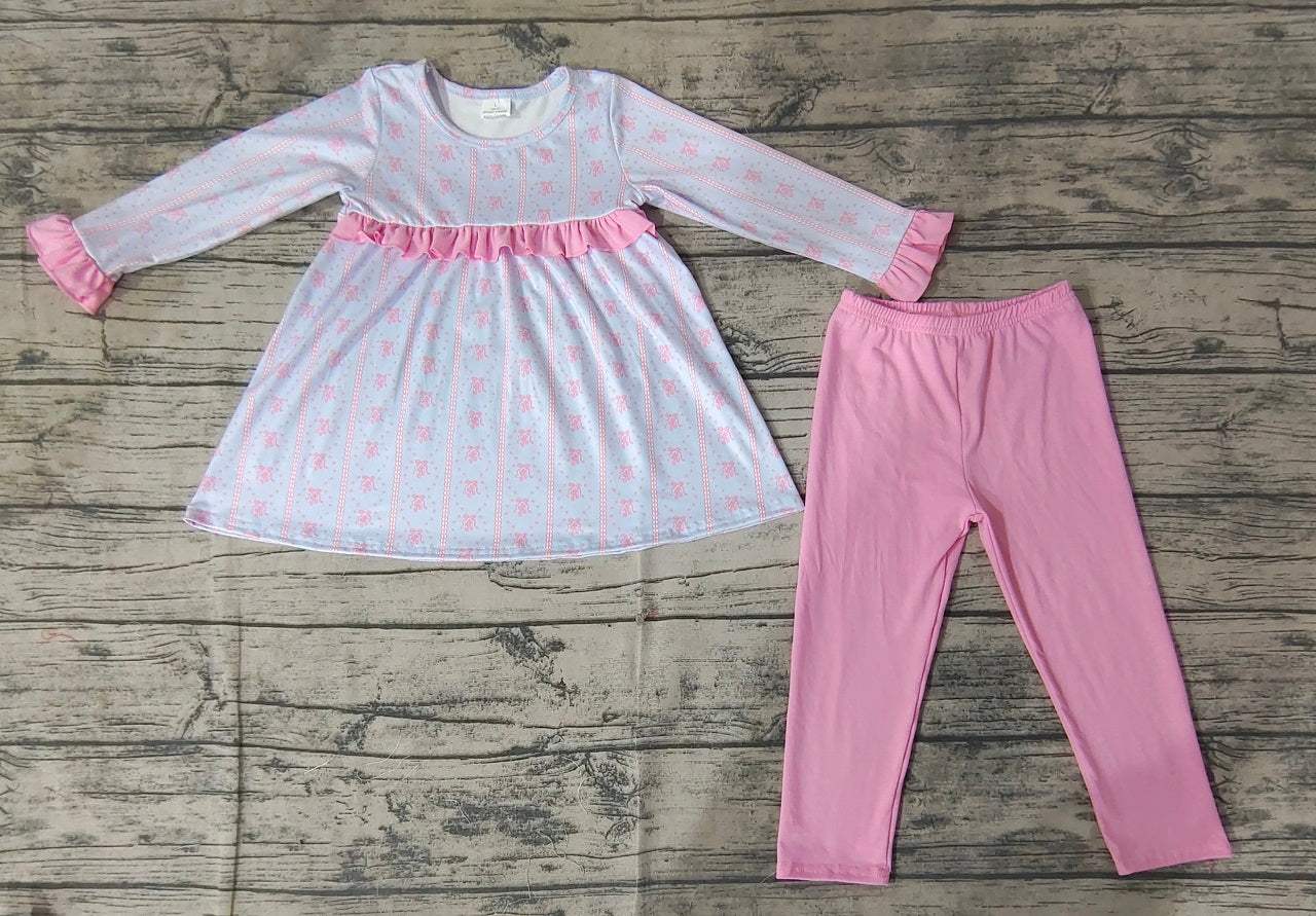 Baby Girl Long Sleeves Flower Tunic Pink Legging Clothes Set