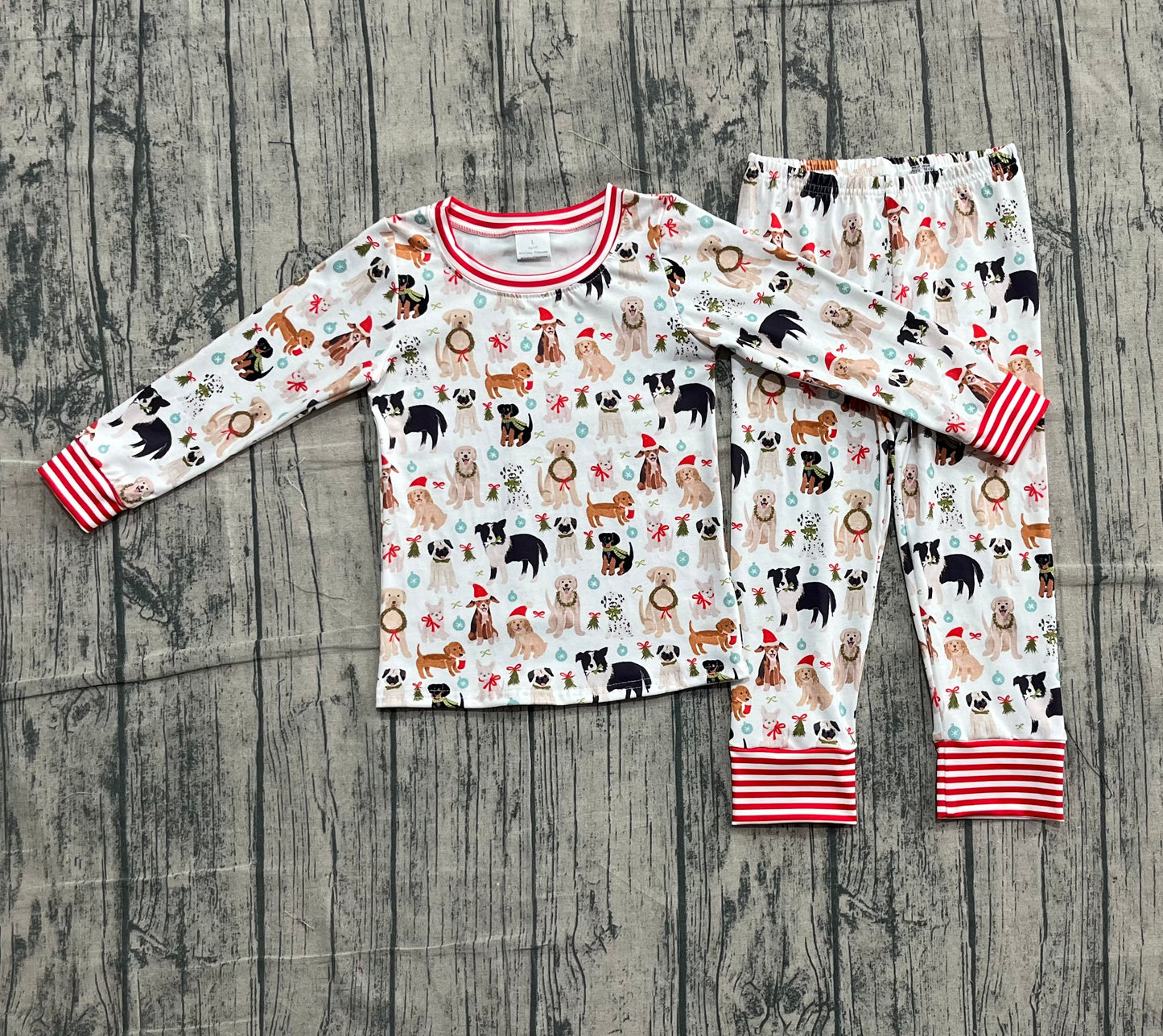 Baby Kids Toddler Long Sleeves Dogs Shirt Pants Christmas Pajamas Set RTS