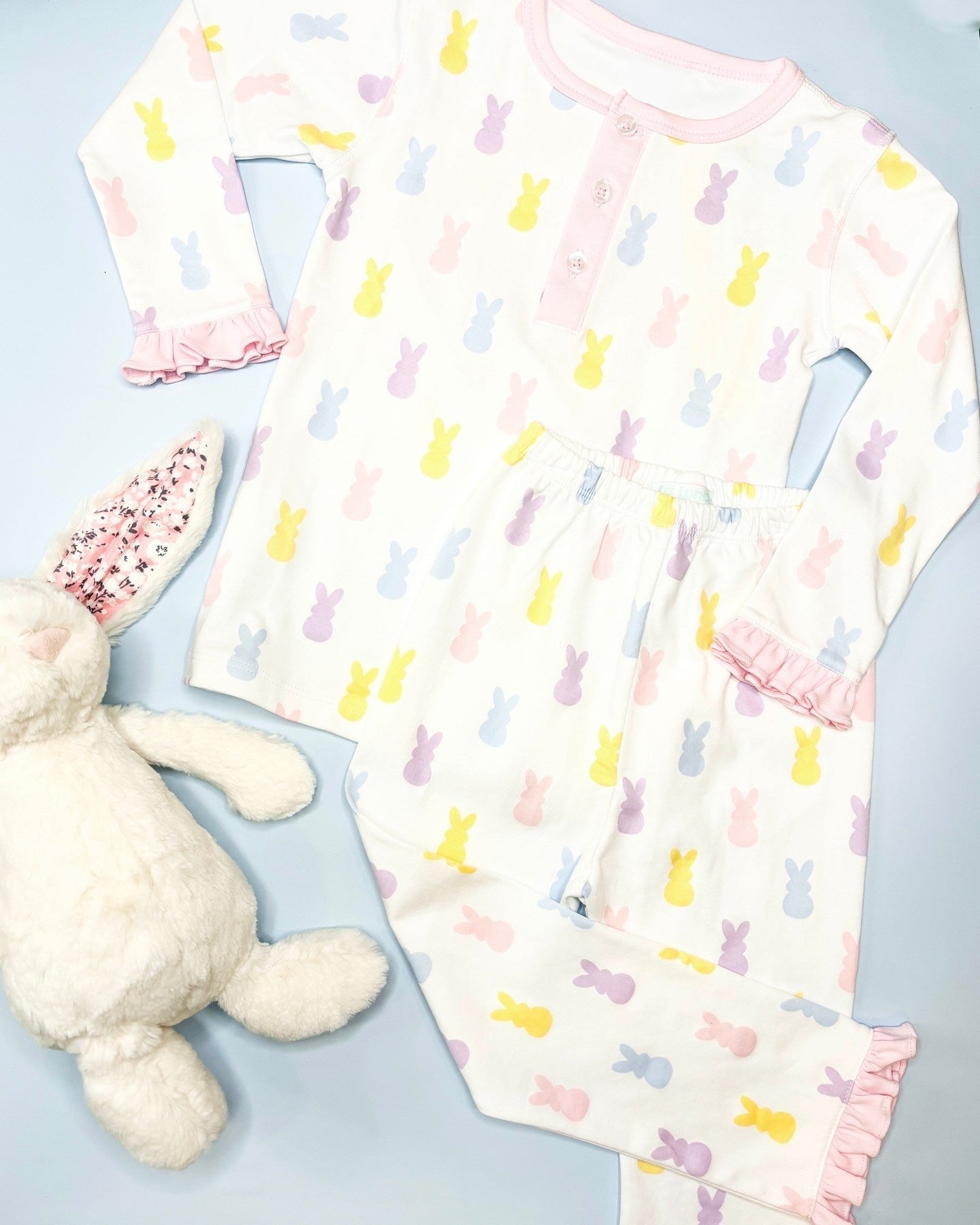 Pre-order Baby Girl Easter Rabbit Shirt Pants Pajamas Clothes Set