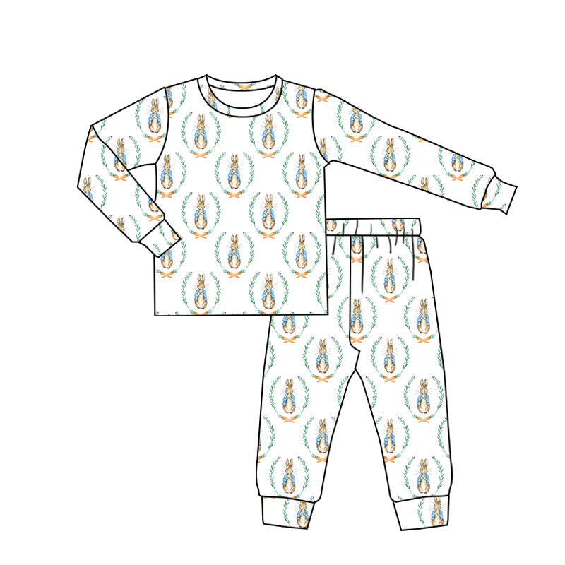Adult Women Long Sleeves Easter Bunny Carrots Shirt Pants Pajamas Set RTS