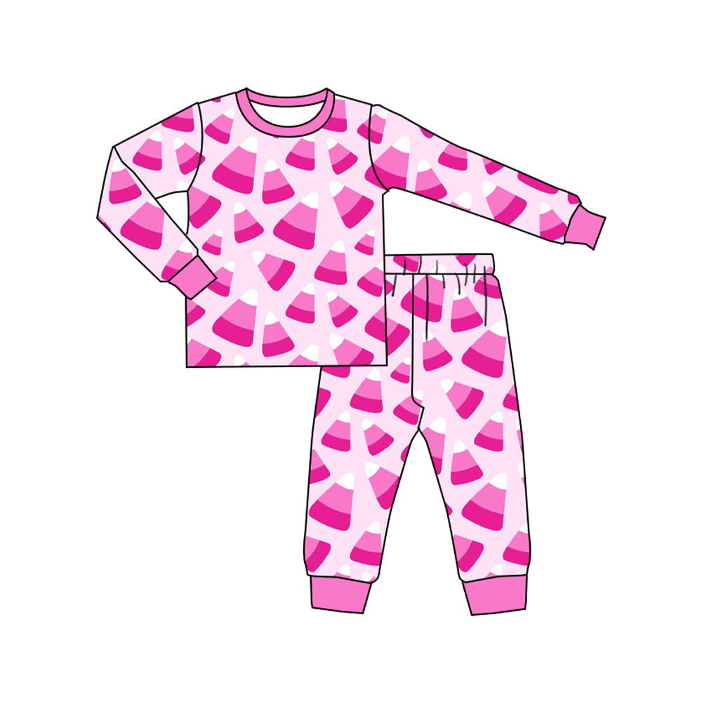 ( Moq 5 ) Preorder Baby Girl Long Sleeves Pink Candy Shirt Pant Pajamas Set