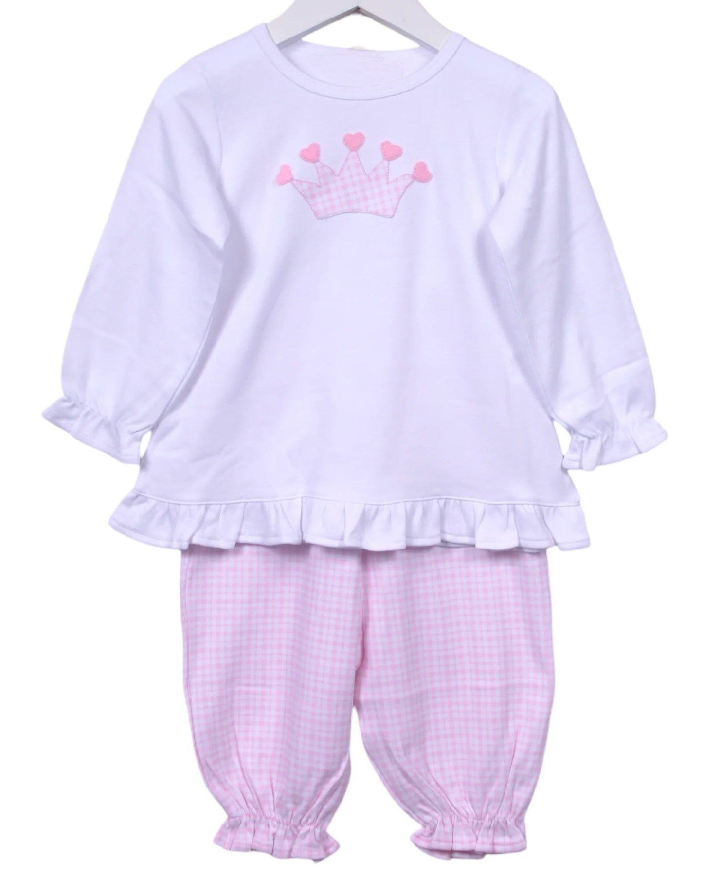 ( Moq 5 ) Preorder Baby Girl Long Sleeves Tunic Pink Plaid Pants Clothes Set