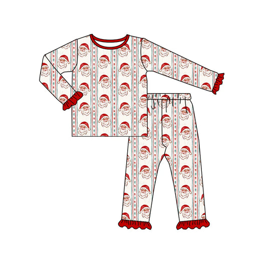 ( Moq 5 ) Preorder Baby Girl Long Sleeves Santa Shirt Pants Christmas Pajamas Clothes Set