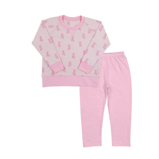 ( Moq 5 ) Preorder Baby Girl Long Sleeves Shoes Shirt Pink Pants Pajamas Clothes Set