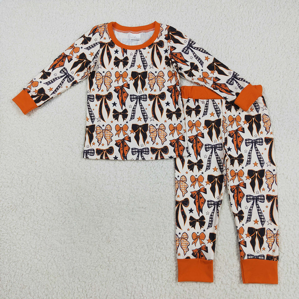 Baby Girl Long Sleeves Bows Stars Sibling Halloween Pajamas Zipper Romper Set RTS