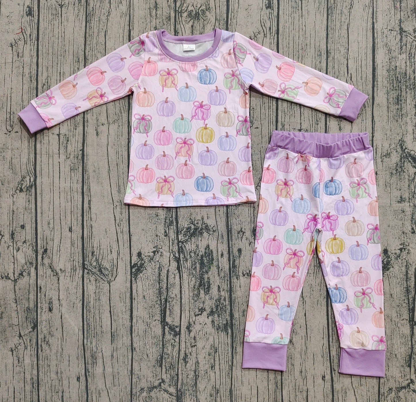 Baby Girl Long Sleeves Pumpkins Bows Shirt Pants Pajamas Set RTS