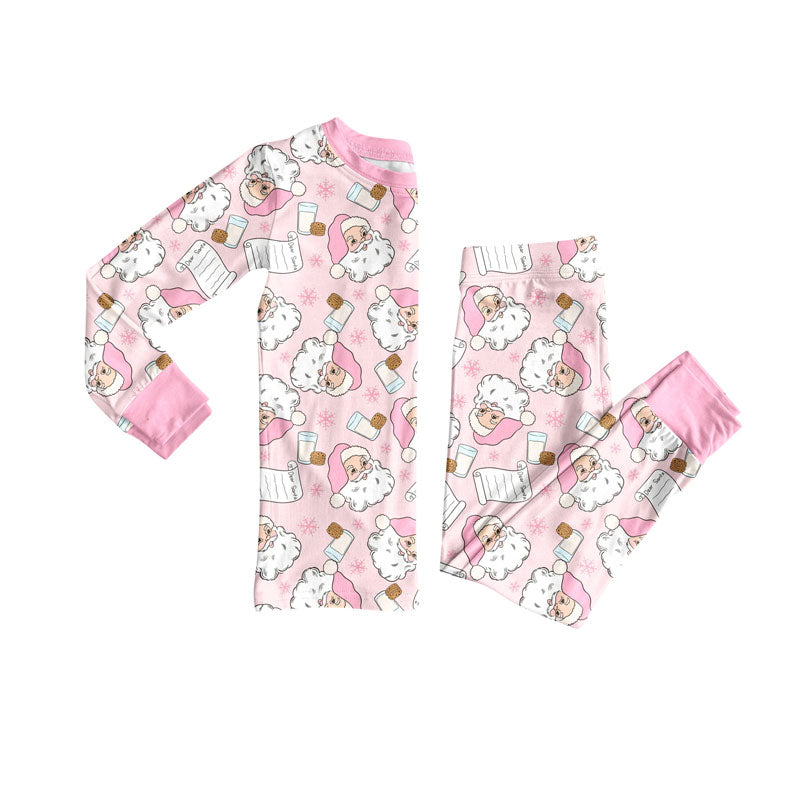( Moq 5 ) Preorder Baby Girl Long Sleeves Santa Cookies Shirt Pants Christmas Pajamas Set