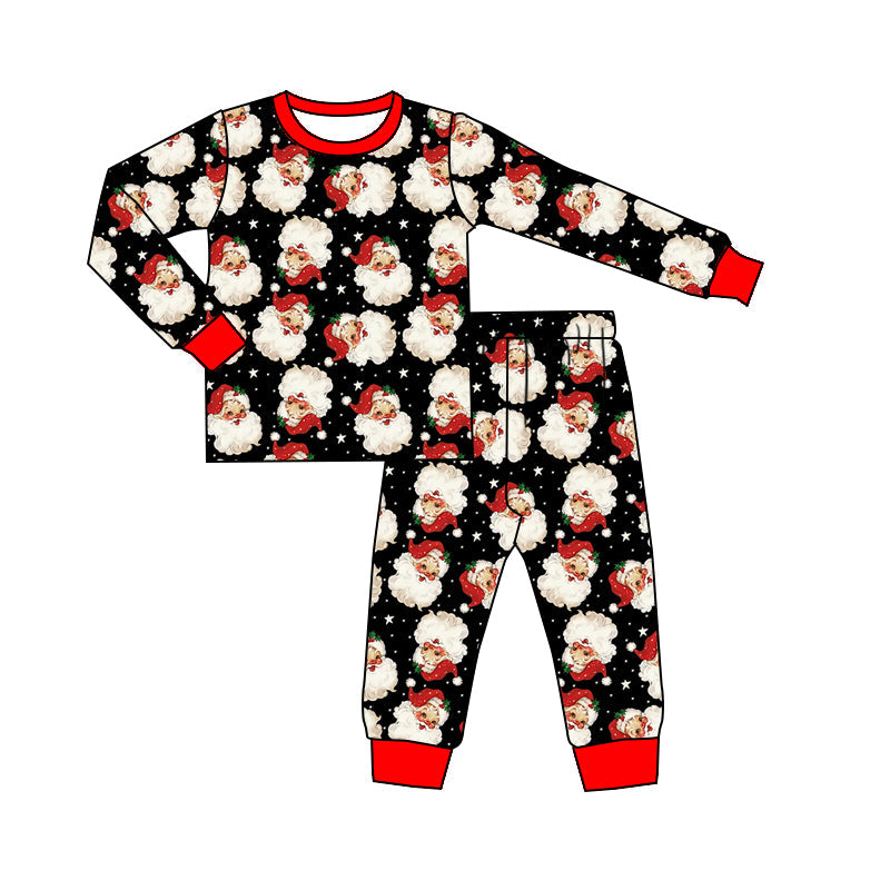 ( Moq 5 ) Preorder Kids Toddler Christmas Santa Shirt Pants Black Pajamas Set