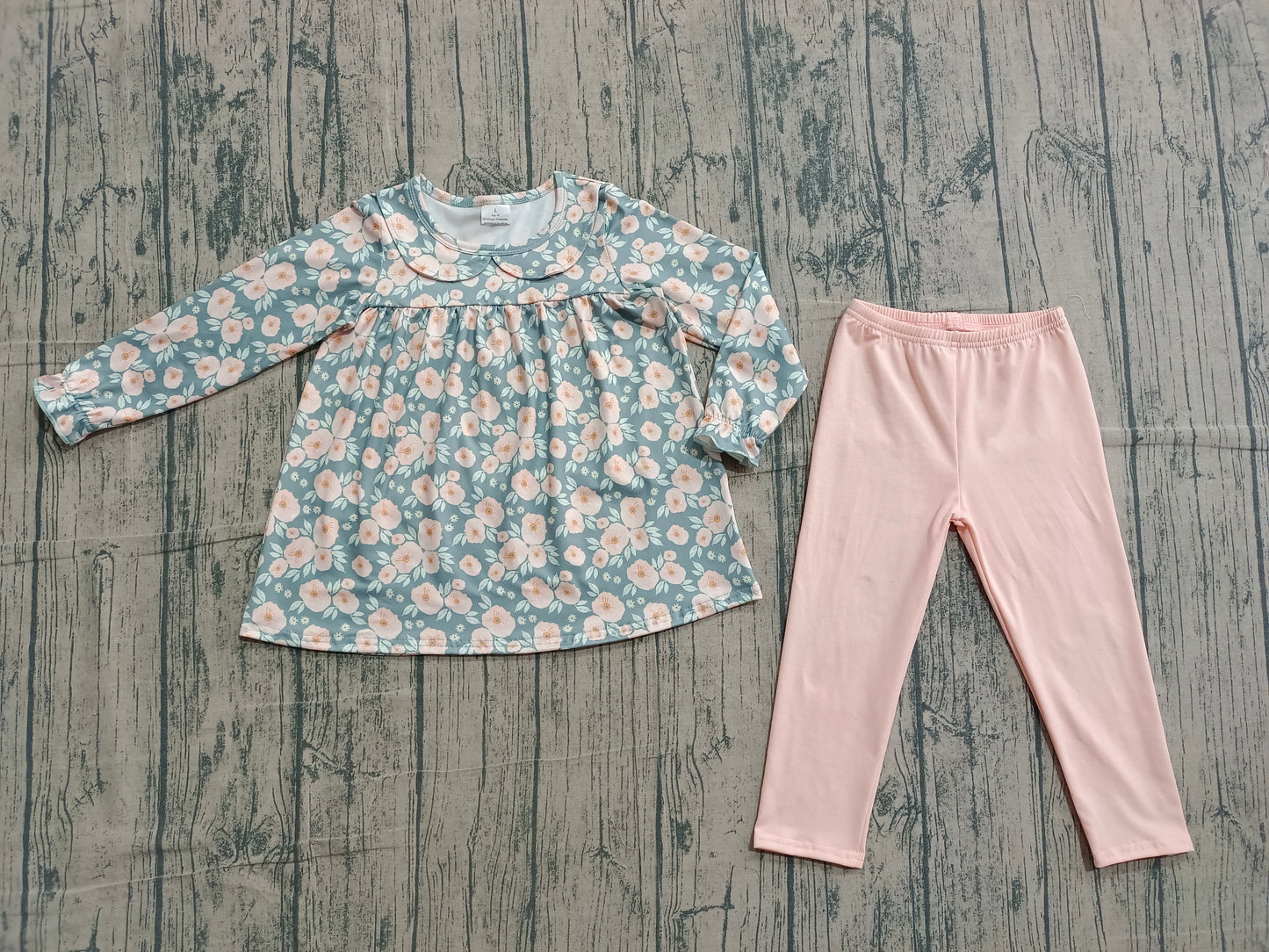 Baby Girls Kids Long Sleeves Flower Tunic Leggings Pants Clothes Set RTS