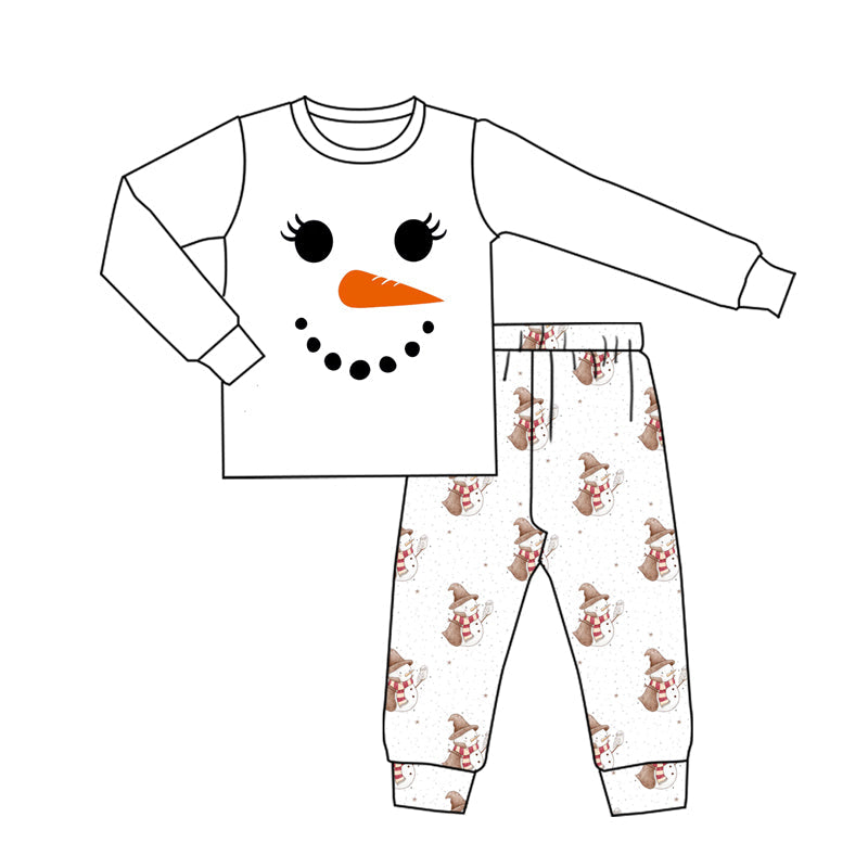 ( Moq 5 ) Preorder Adult Woman Snowman Christmas White Shirt Pants Pajamas Clothes Set