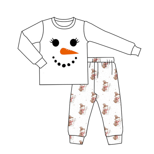 ( Moq 5 ) Preorder Adult Woman Snowman Christmas White Shirt Pants Pajamas Clothes Set