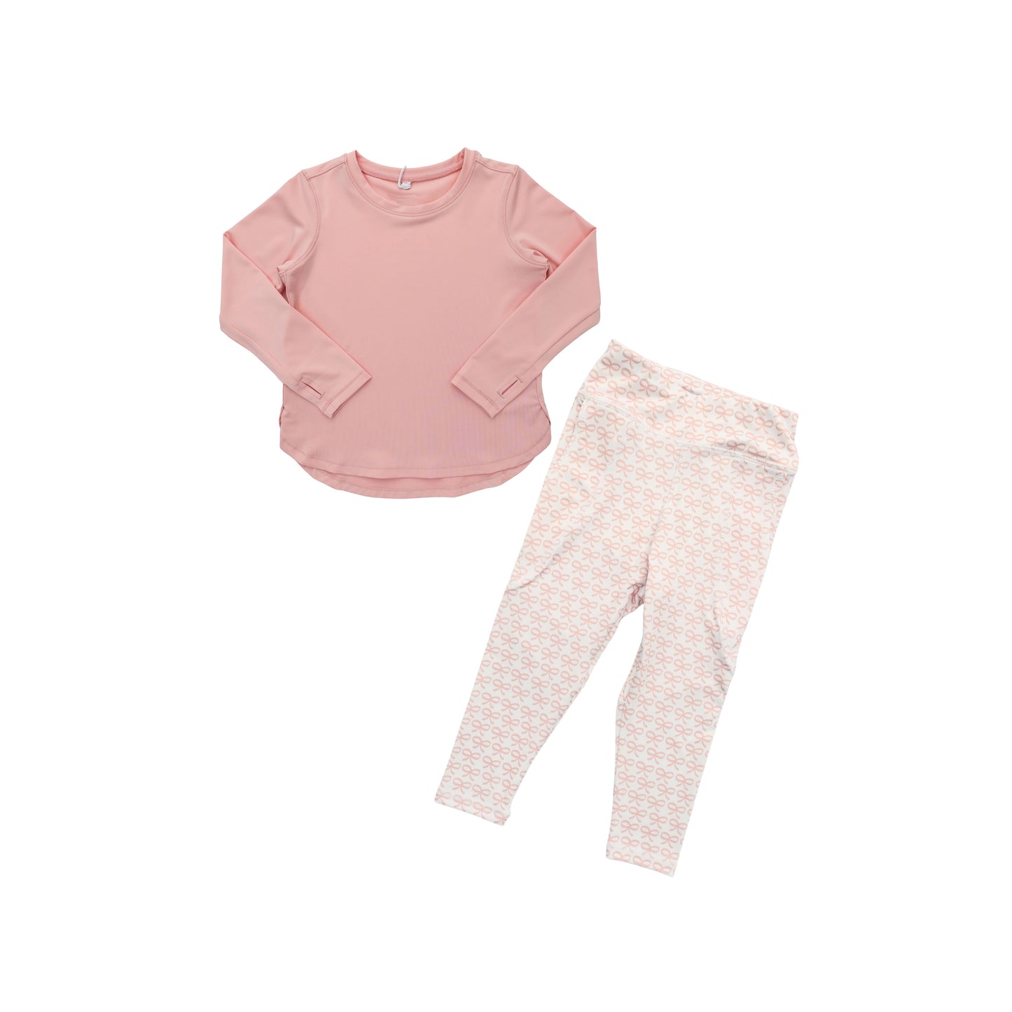 ( Moq 5 ) Preorder Baby Girls Long Sleevs Pink Tops Bows Pants Yoga Clothes Set