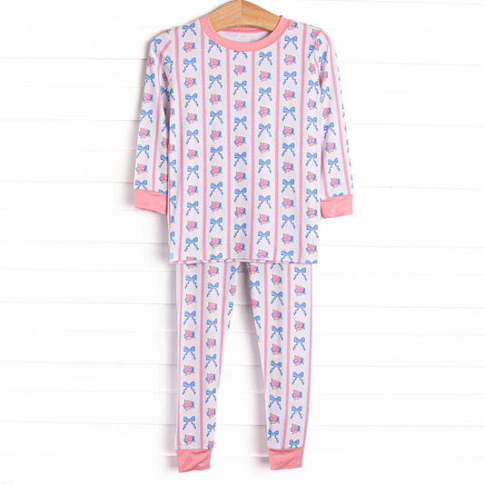 ( Moq 5 ) Preorder Baby Girls Kids Long Sleeves Bows Flowers Shirt Pants Pajamas Clothes Set