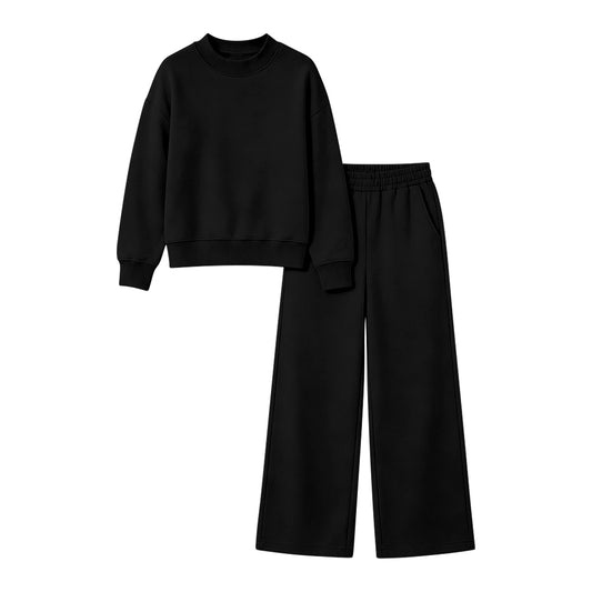 ( Moq 5 ) Preorder Adult Women Long Sleeves Black Shirt Pockets Pants Cotton Set Clothes