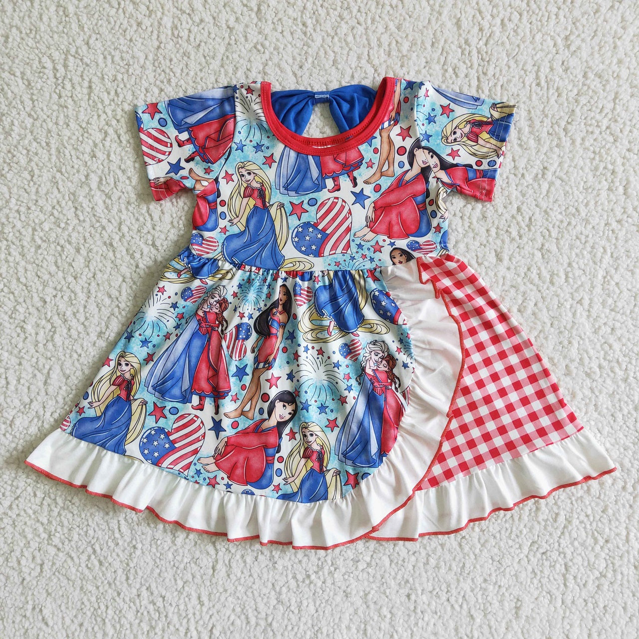 Promotion July 4th Baby Girl Summer Princess Blue Twirl Dress