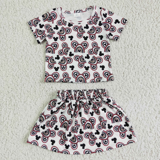 Promotion Baby Girl Summer Cartoon Shirt Skirt Outfit