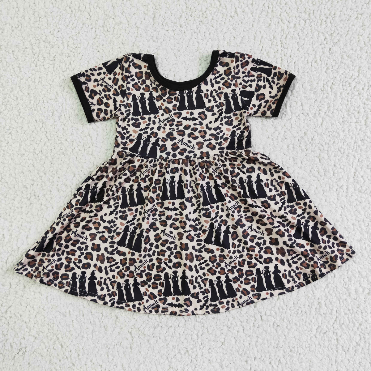 Promotion Baby Girl Halloween Leopard Twirl Dress RTS