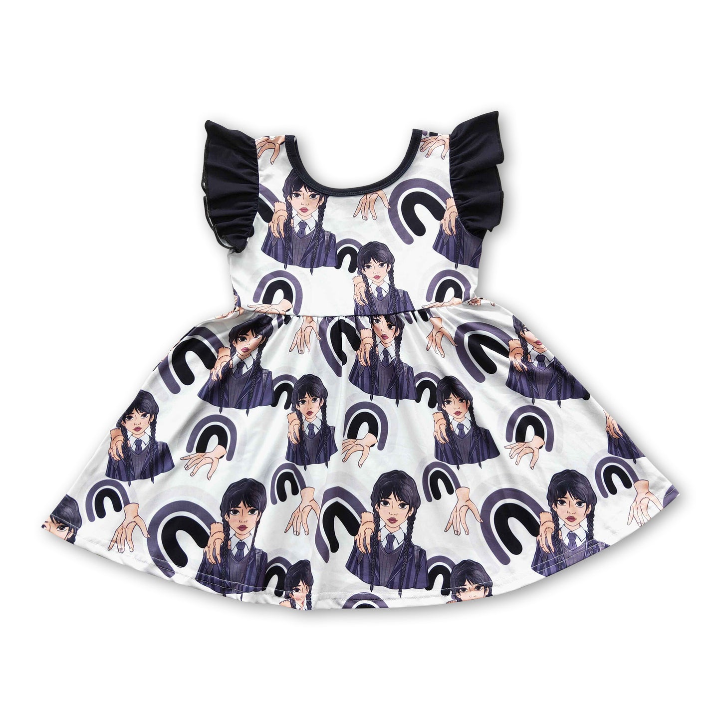 Promotion Baby Girl Summer Short Sleeves Movie Rainbow Dress RTS