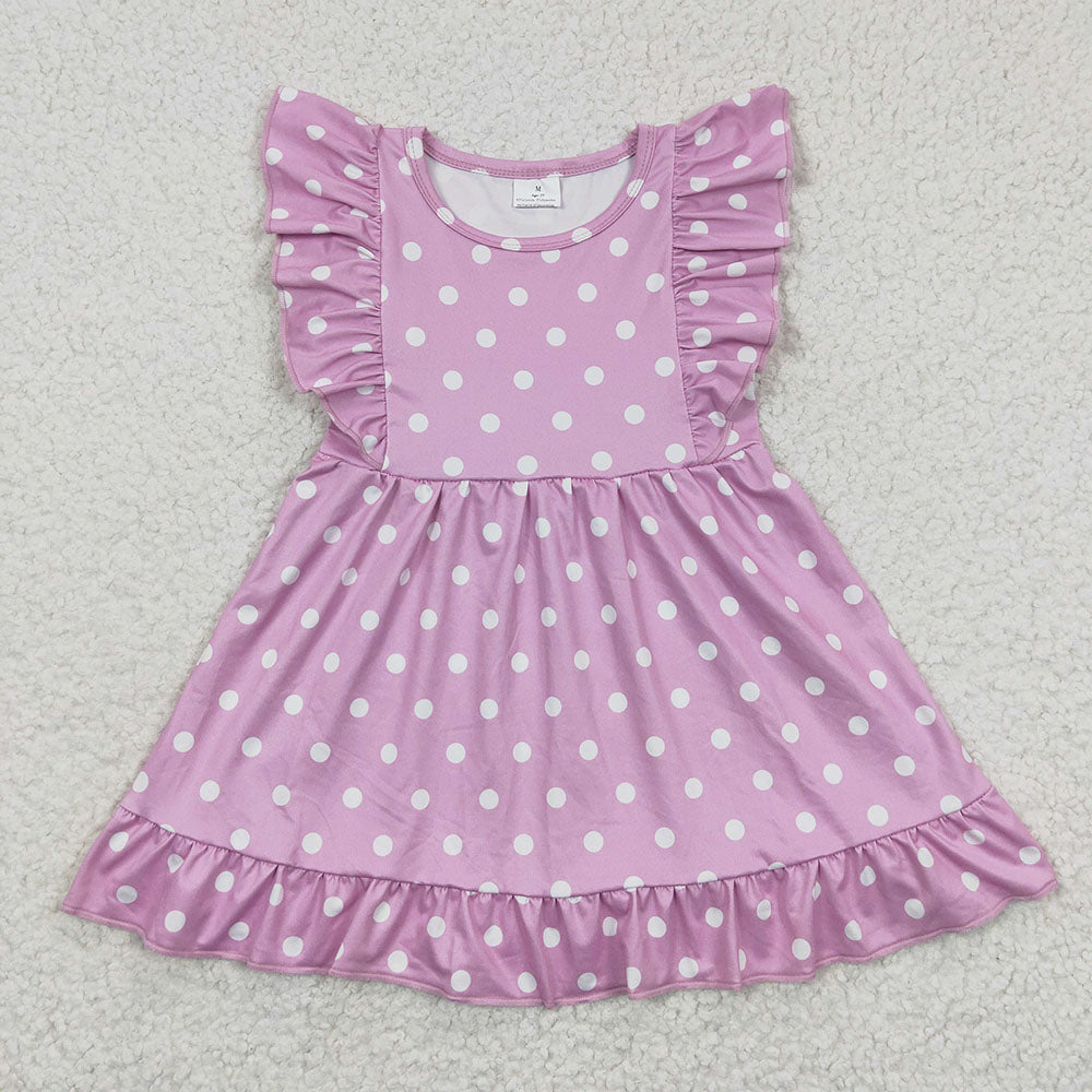 Baby Girl Short Sleeves Flower Plaid Sibling Knee Length Ruffle Dress RTS