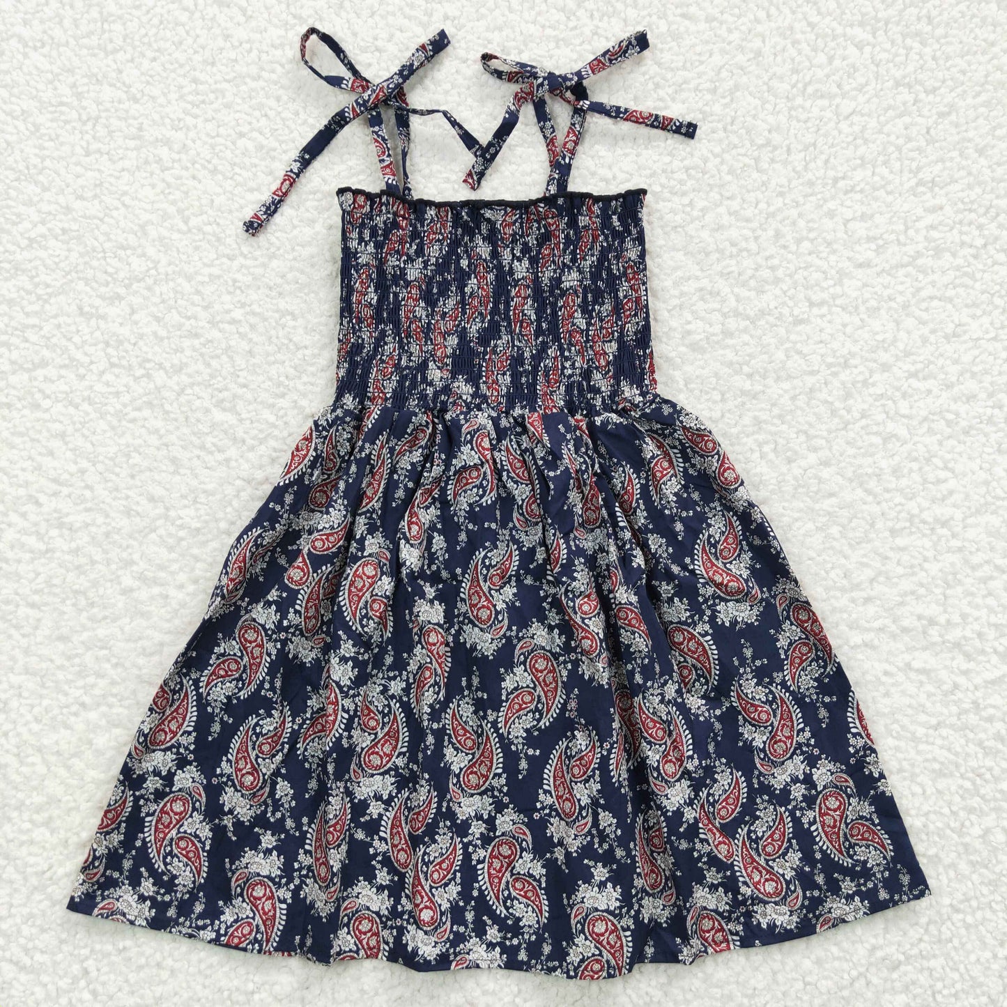 Promotion Baby Girl Summer Halter Sleeveless Elastic Smocked Floral Dress RTS