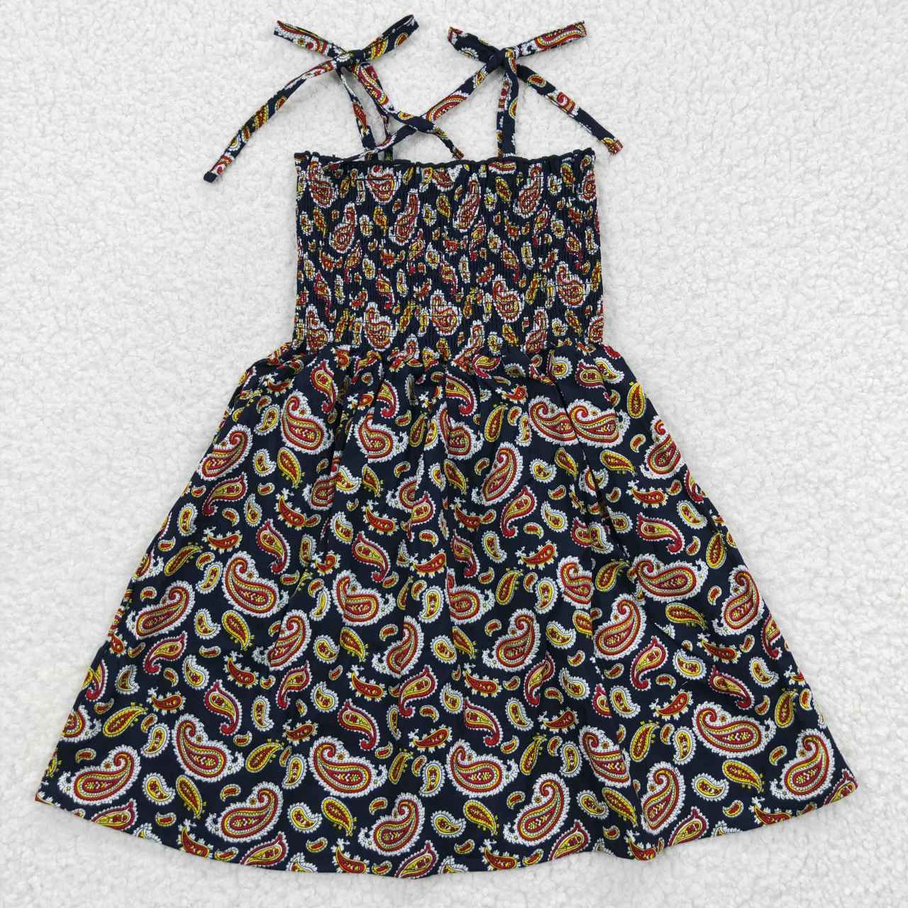 Promotion Baby Girl Summer Halter Sleeveless Elastic Smocked Floral Dress
