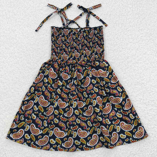 Promotion Baby Girl Summer Halter Sleeveless Elastic Smocked Floral Dress
