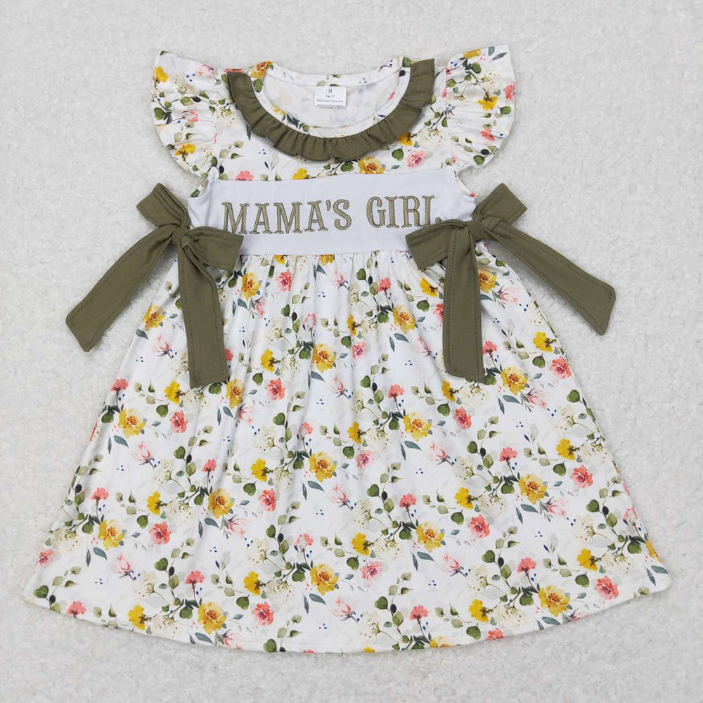 Baby Kids Toddler Embroidery Mama's Girl Floral Bows Sibling Romper Dress Clothes RTS
