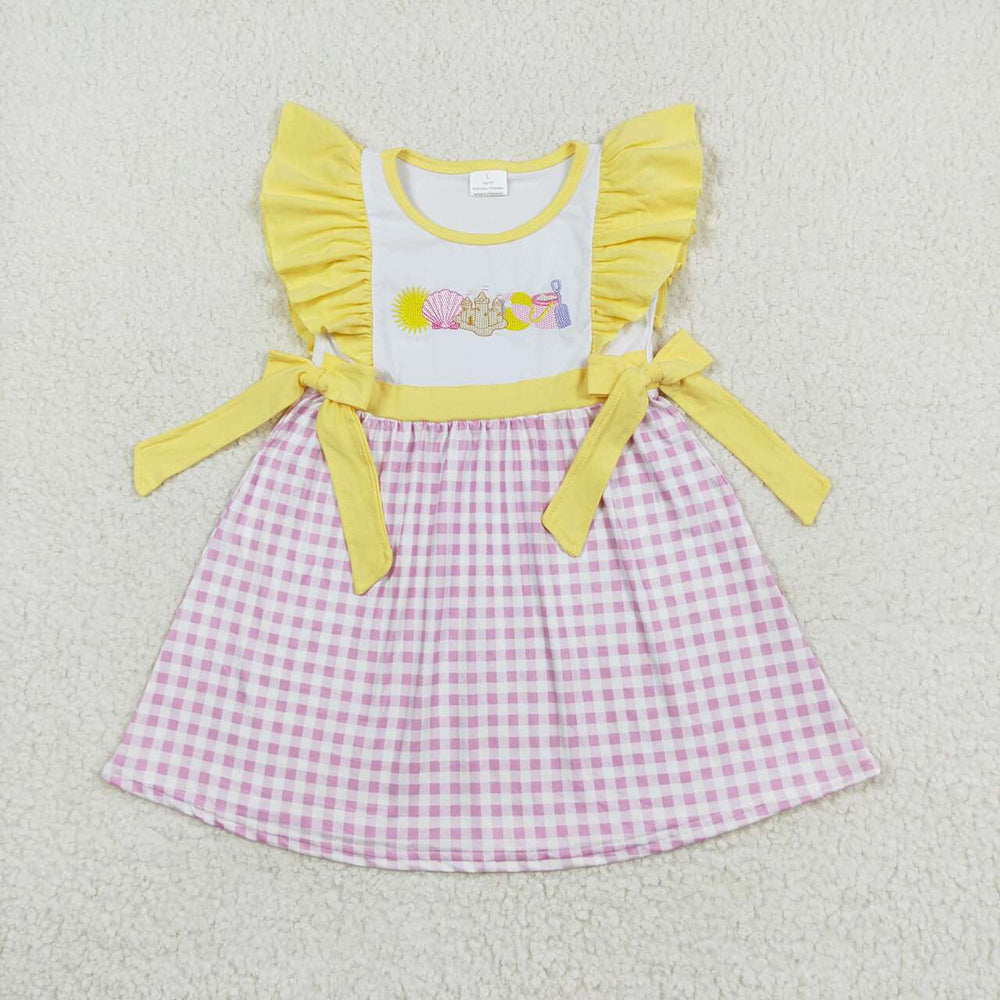 Baby Boy Girl Short Sleeves Embroidery Beach Sibling Dress Romper Clothes Set RTS